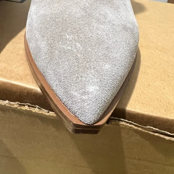 Marc Fisher Light Gray Suede Ankle Booties - Picture 2 of 5